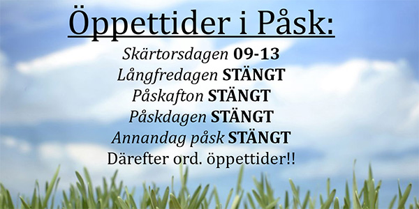 Öppettider i Påsk